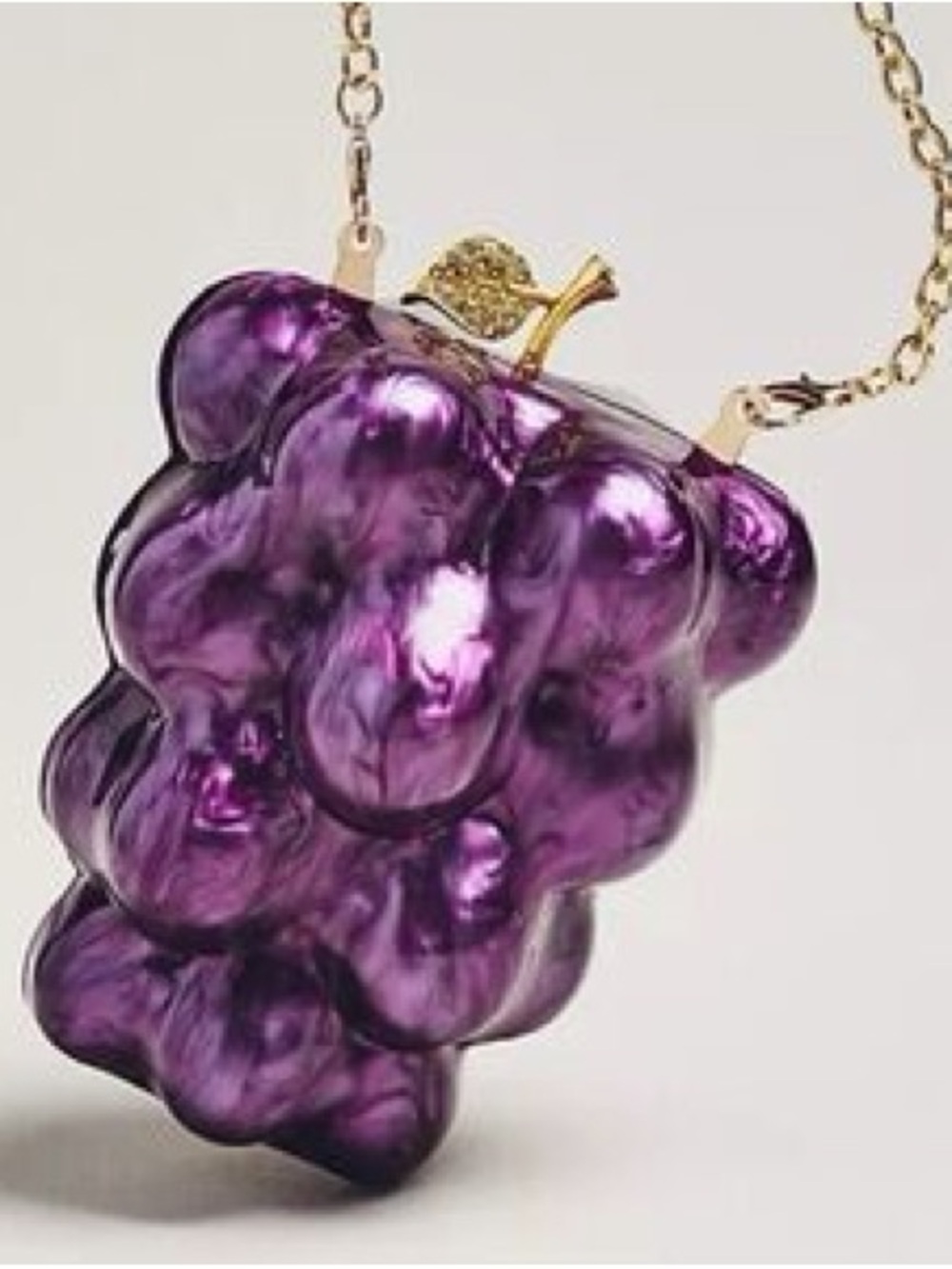 New Anthropologie icon clutch bag crossbody Purple Grape Clutch Gold Stem Detail